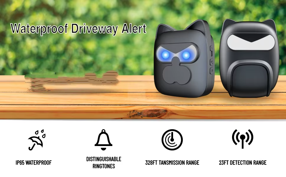 Driveway Alarm Wireless Outside Weatherproof, 328 ft Long Range Wireless Outdoor Driveway Sensor Alert, 1 Alarm and 2 PIR Sensor