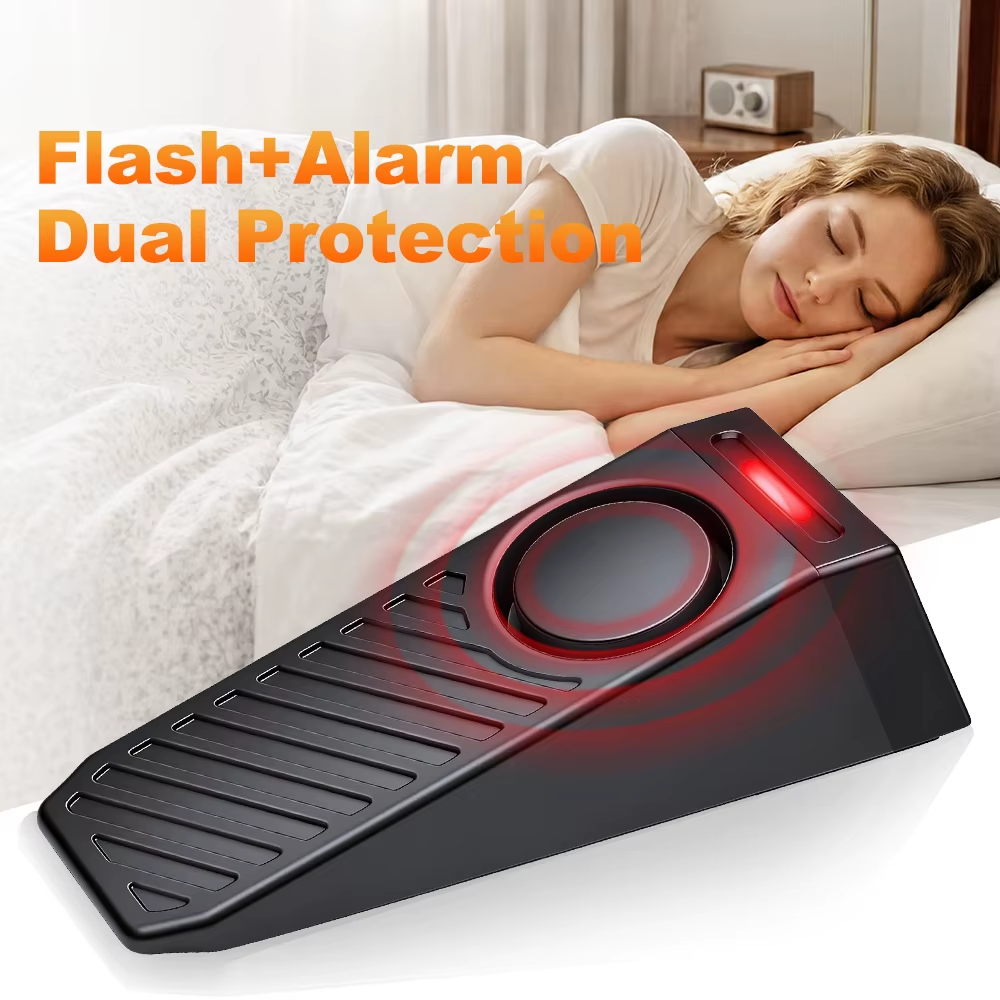 Portable Door Stop Alarm 130dB Sound Light Security Alarm Anti-Theft Anti-Wolf Adjustable Sensitivity Long Battery Life Alarm