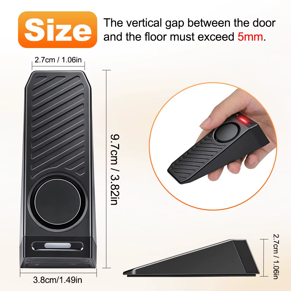 Portable Door Stop Alarm 130dB Sound Light Security Alarm Anti-Theft Anti-Wolf Adjustable Sensitivity Long Battery Life Alarm