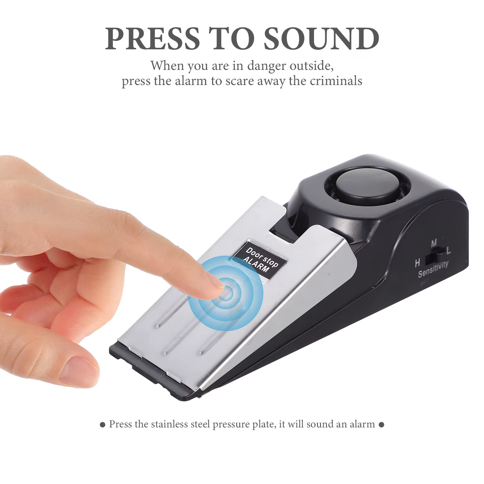 Portable Door Stopper with Alarm Security Feature Press-Type Non-Skid Door for Babies Women Home Floor Use