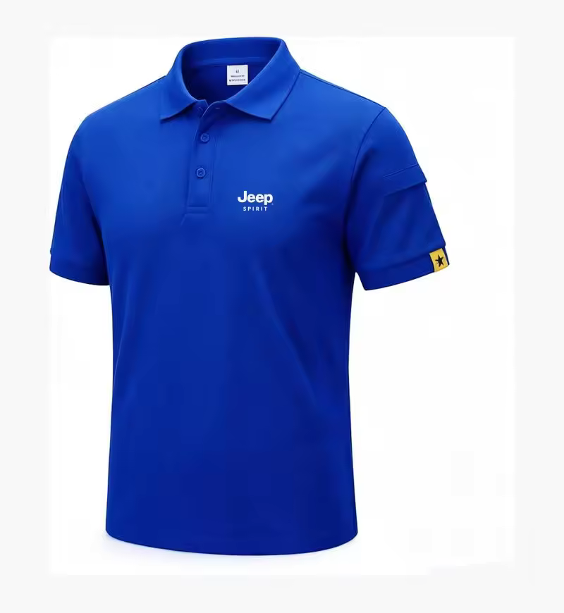 JEEP summer polo shirt cool short sleeved T-shirt trendy men's breathable quick drying thin casual printed top