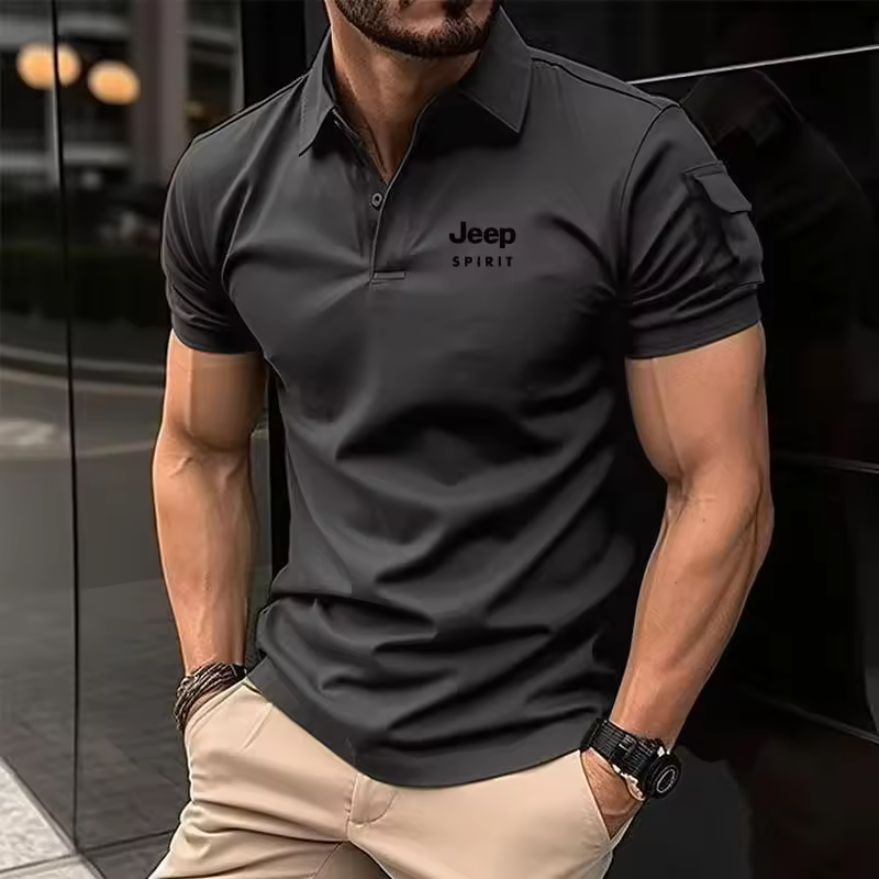 Jeep Spirit Polo Shirt Summer Men's Short Sleeve Casual Business Shirt Paired with Collar Shirt