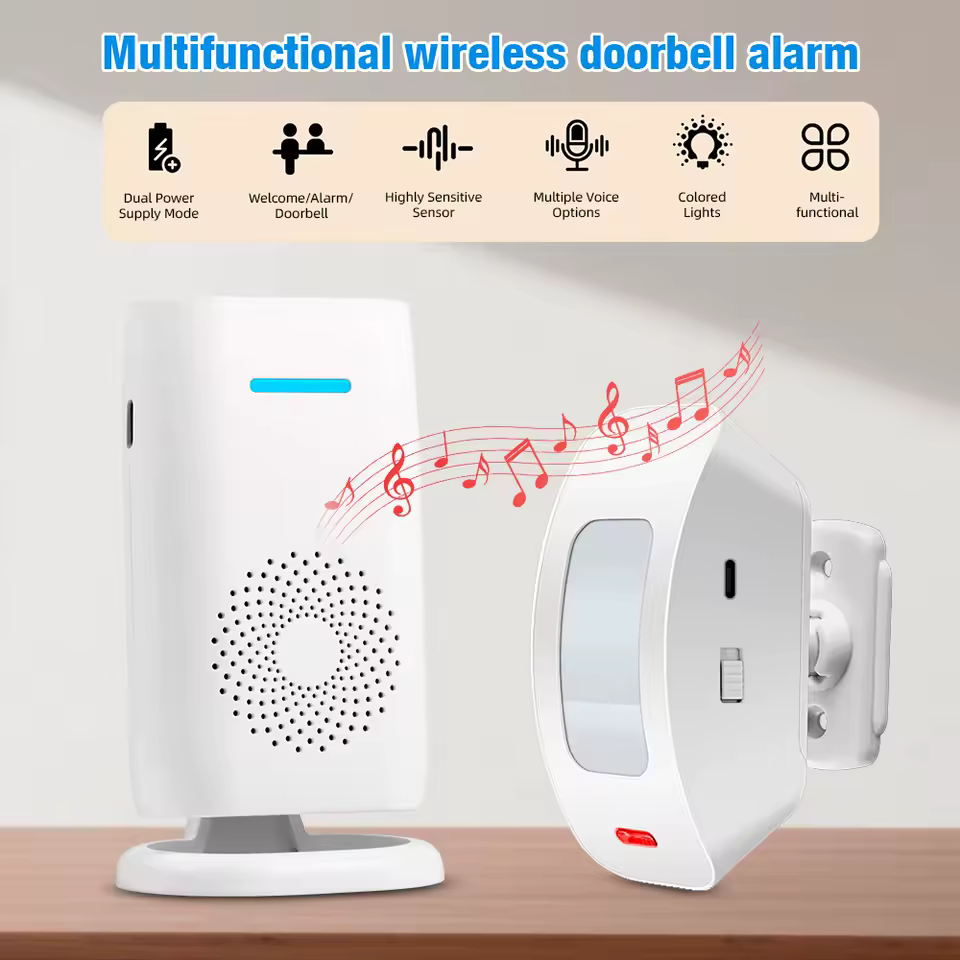 KERUI Split Welcome Chime Bell Intelligent Wireless Doorbell PIR Sensor Alarm Multiple Ringtones 433mhz Alarm Detector for Home