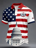 Men's 250th Anniversary American Flag Polo T-Shirt Short Sleeve Casual Shirt Independence Day Fans Gift Polo Shirt
