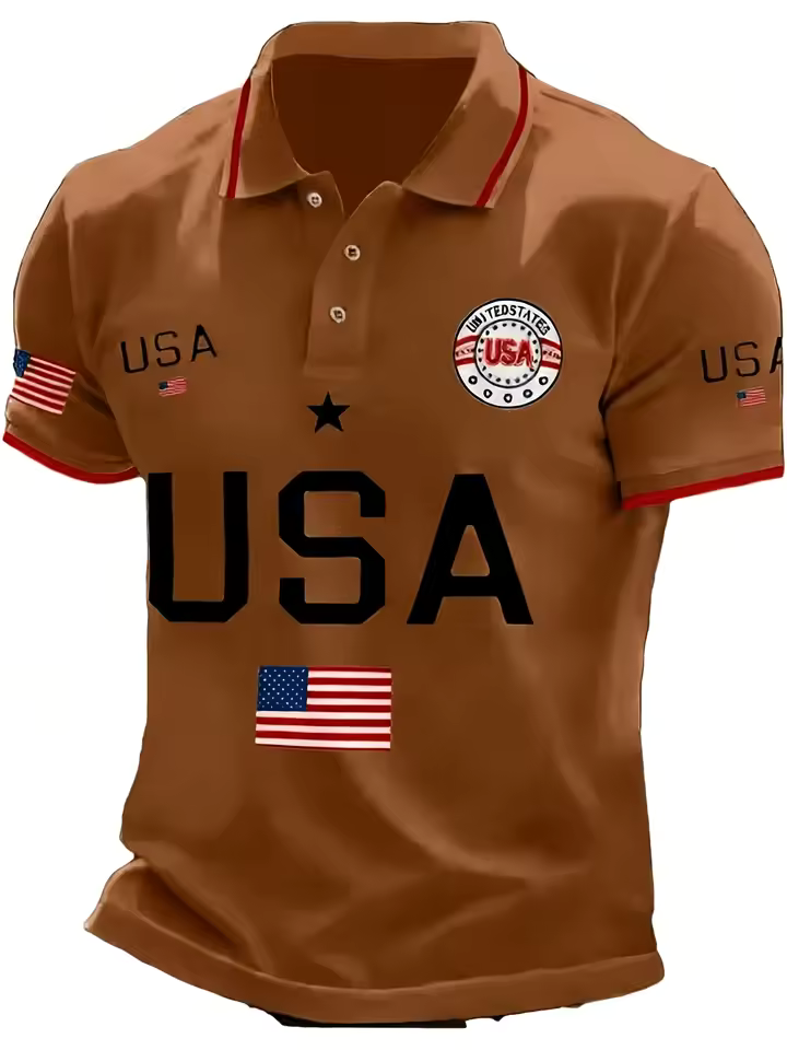 Men's USA 250th Anniversary Polo Shirt 3D Print Bald Eagle Patriotic Short Sleeve Casual Breathable Top-1
